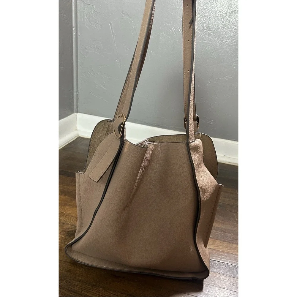 Susan Robert's Squared Beige/pink Slouchy Hobo Leather Bag Boho Western Timeless
